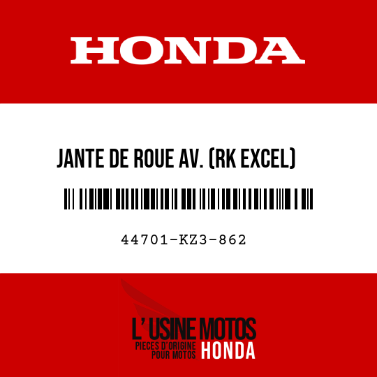 image de 44701-KZ3-862 JANTE DE ROUE AV. (RK EXCEL) (1.60X21)