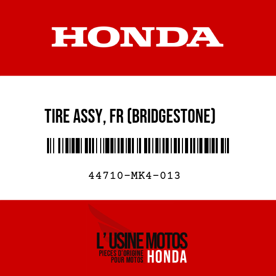 image de 44710-MK4-013 TIRE ASSY, FR (BRIDGESTONE) (100/90-18 56S)
