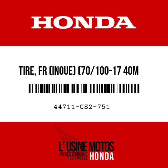 image de 44711-GS2-751 TIRE, FR (INOUE) (70/100-17 40M M68)