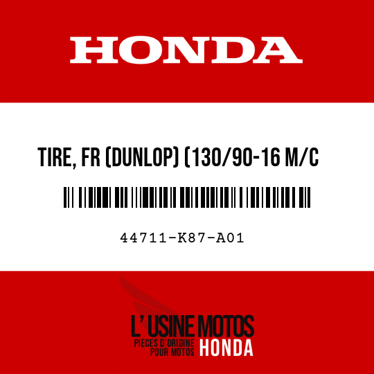 image de 44711-K87-A01 TIRE, FR (DUNLOP) (130/90-16 M/C 67H)