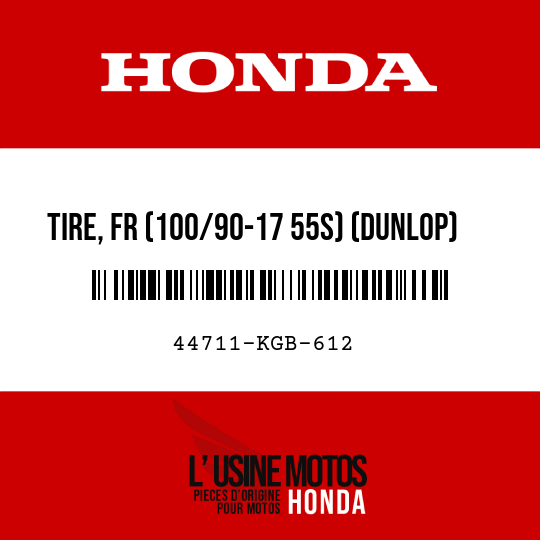 image de 44711-KGB-612 TIRE, FR (100/90-17 55S) (DUNLOP)