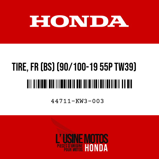 image de 44711-KW3-003 TIRE, FR (BS) (90/100-19 55P TW39)