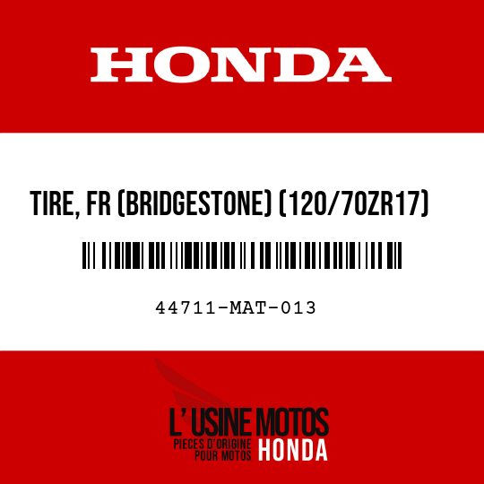 image de 44711-MAT-013 TIRE, FR (BRIDGESTONE) (120/70ZR17)