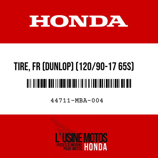 image de 44711-MBA-004 TIRE, FR (DUNLOP) (120/90-17 65S)