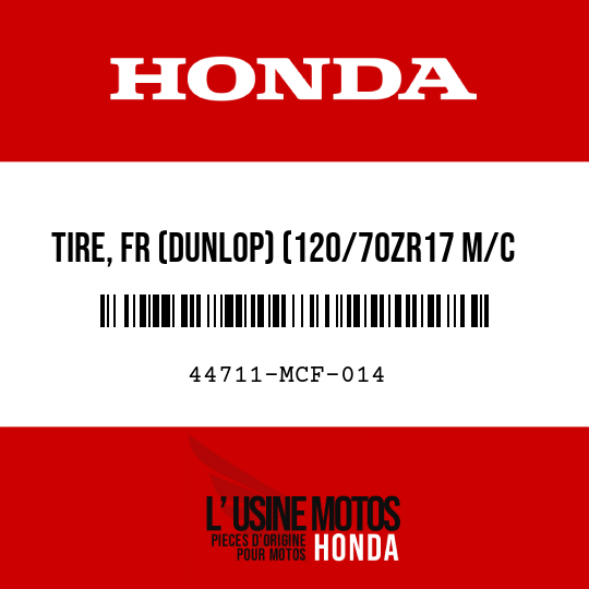 image de 44711-MCF-014 TIRE, FR (DUNLOP) (120/70ZR17 M/C 58W)