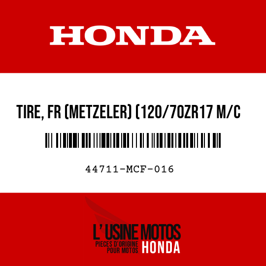 image de 44711-MCF-016 TIRE, FR (METZELER) (120/70ZR17 M/C 58W)