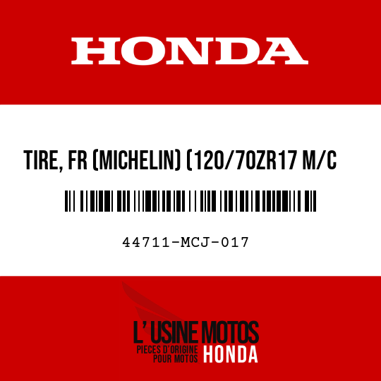 image de 44711-MCJ-017 TIRE, FR (MICHELIN) (120/70ZR17 M/C 58W)