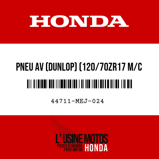image de 44711-MEJ-024 PNEU AV (DUNLOP) (120/70ZR17 M/C 58W)
