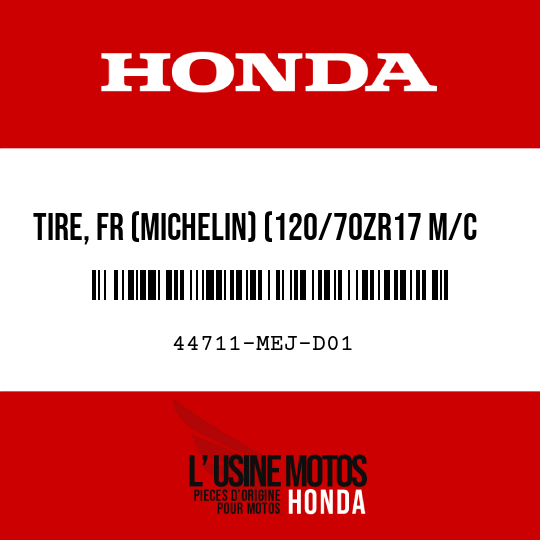 image de 44711-MEJ-D01 TIRE, FR (MICHELIN) (120/70ZR17 M/C 58W)