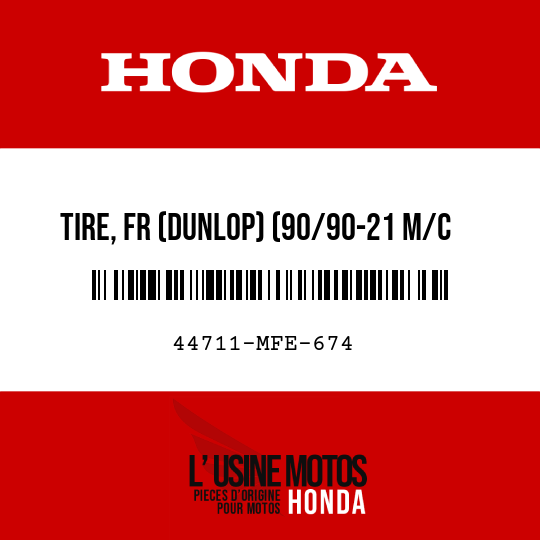 image de 44711-MFE-674 TIRE, FR (DUNLOP) (90/90-21 M/C 54S)