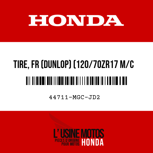 image de 44711-MGC-JD2 TIRE, FR (DUNLOP) (120/70ZR17 M/C 58W)
