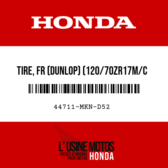 image de 44711-MKN-D52 TIRE, FR (DUNLOP) (120/70ZR17M/C 58W)