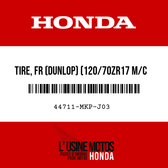 image de 44711-MKP-J03 TIRE, FR (DUNLOP) (120/70ZR17 M/C 58W)