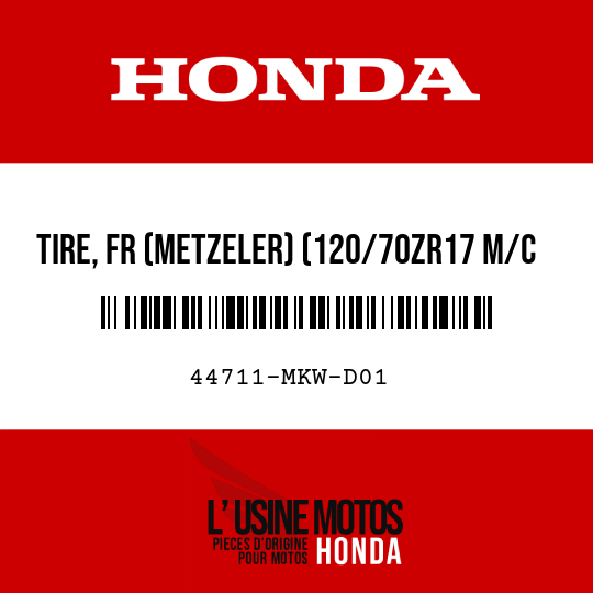 image de 44711-MKW-D01 TIRE, FR (METZELER) (120/70ZR17 M/C 58W)