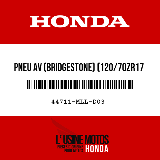 image de 44711-MLL-D03 PNEU AV (BRIDGESTONE) (120/70ZR17 M/C 58W)