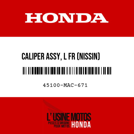 image de 45100-MAC-671 CALIPER ASSY, L FR (NISSIN)