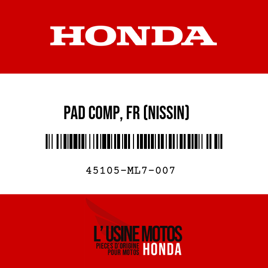 image de 45105-ML7-007 PAD COMP, FR (NISSIN)