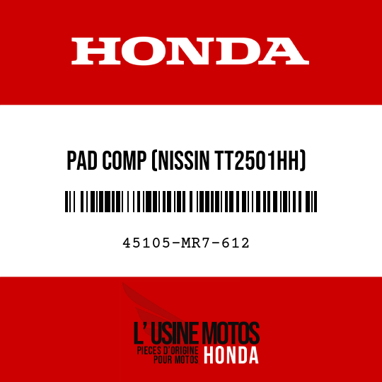 image de 45105-MR7-612 PAD COMP (NISSIN TT2501HH)