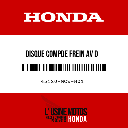 image de 45120-MCW-H01 DISQUE COMPDE FREIN AV D