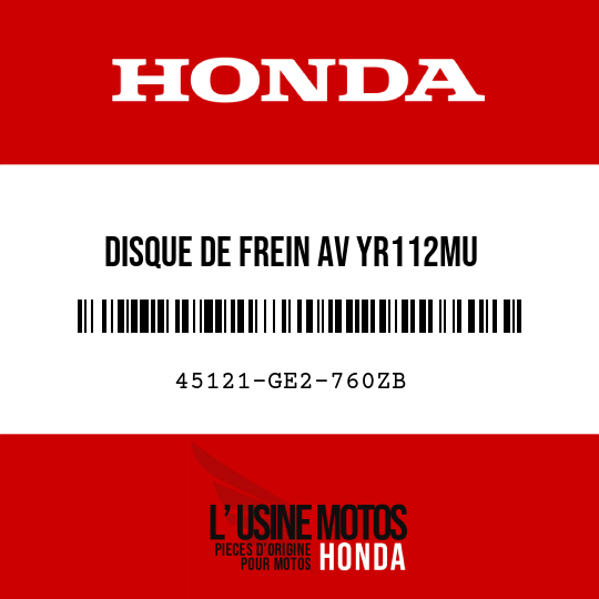 image de 45121-GE2-760ZB DISQUE DE FREIN AV YR112MU 
