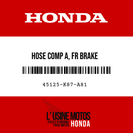 image de 45125-K87-A81 HOSE COMP A, FR BRAKE