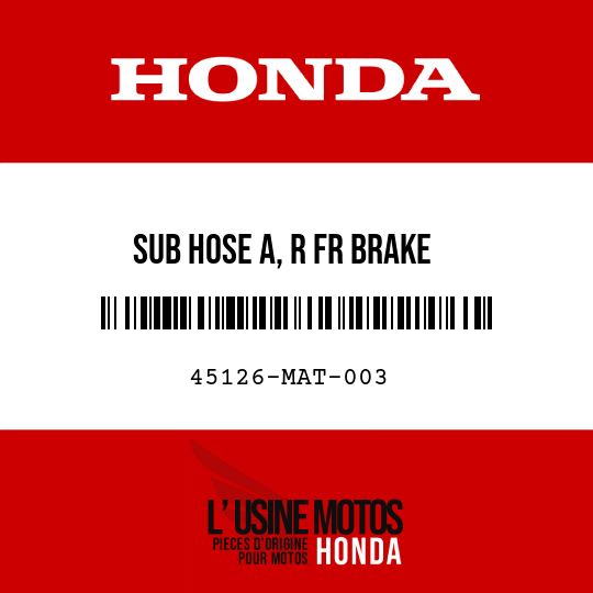 image de 45126-MAT-003 SUB HOSE A, R FR BRAKE
