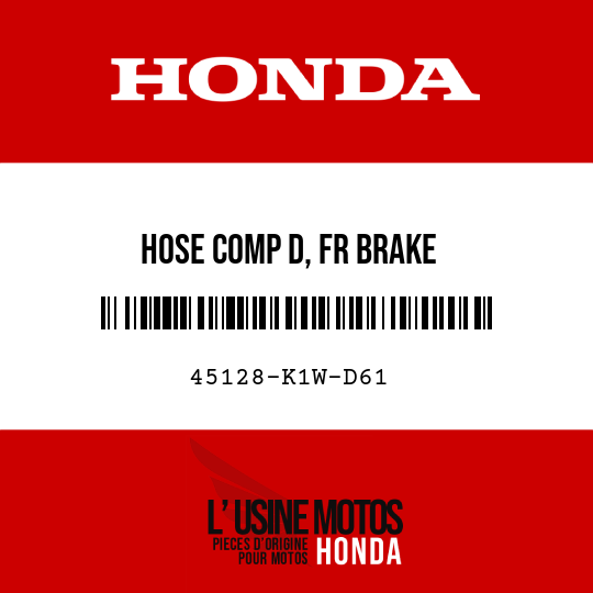 image de 45128-K1W-D61 HOSE COMP D, FR BRAKE