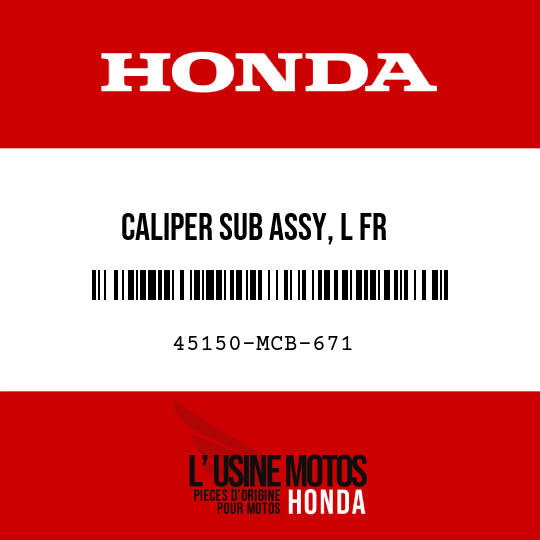 image de 45150-MCB-671 CALIPER SUB ASSY, L FR