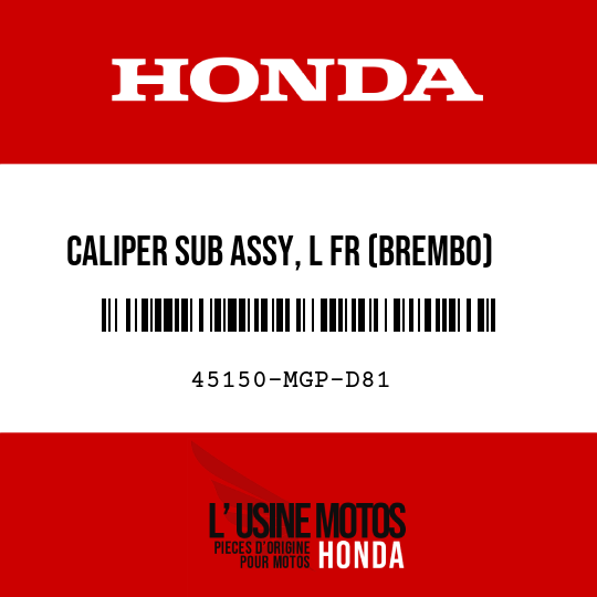 image de 45150-MGP-D81 CALIPER SUB ASSY, L FR (BREMBO)