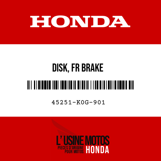 image de 45251-K0G-901 DISK, FR BRAKE