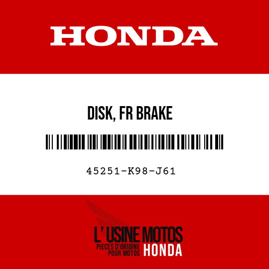 image de 45251-K98-J61 DISK, FR BRAKE