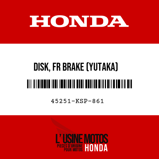 image de 45251-KSP-861 DISK, FR BRAKE (YUTAKA)