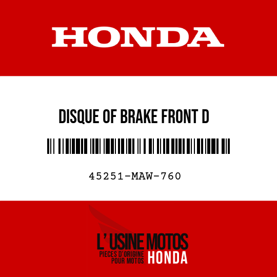 image de 45251-MAW-760 DISQUE OF BRAKE FRONT D
