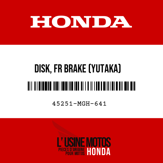 image de 45251-MGH-641 DISK, FR BRAKE (YUTAKA)