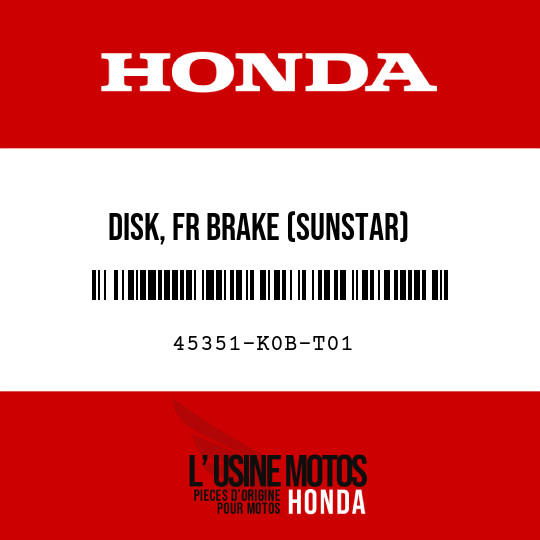 image de 45351-K0B-T01 DISK, FR BRAKE (SUNSTAR)
