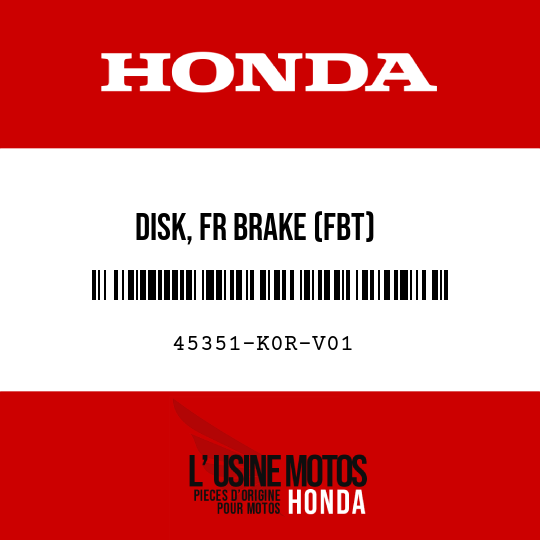 image de 45351-K0R-V01 DISK, FR BRAKE (FBT)