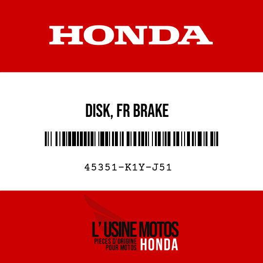 image de 45351-K1Y-J51 DISK, FR BRAKE