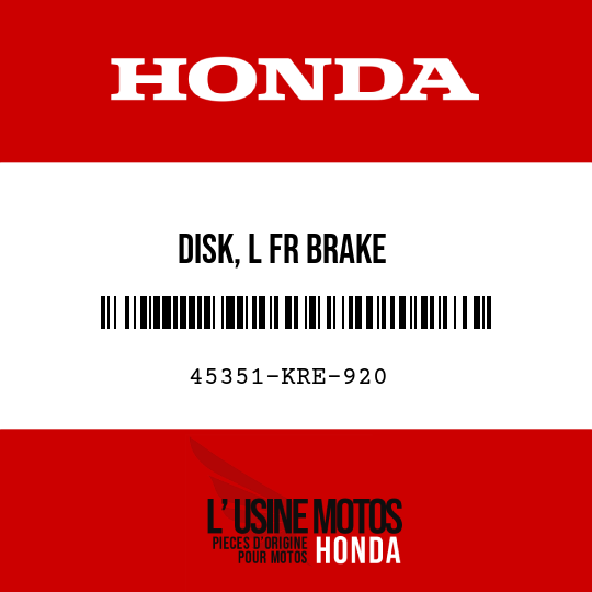 image de 45351-KRE-920 DISK, L FR BRAKE