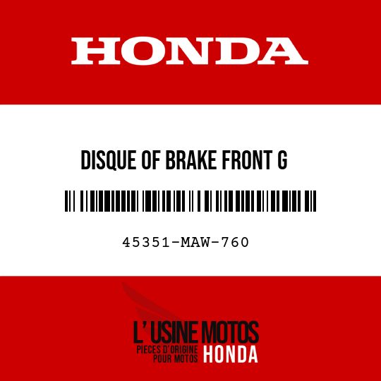 image de 45351-MAW-760 DISQUE OF BRAKE FRONT G
