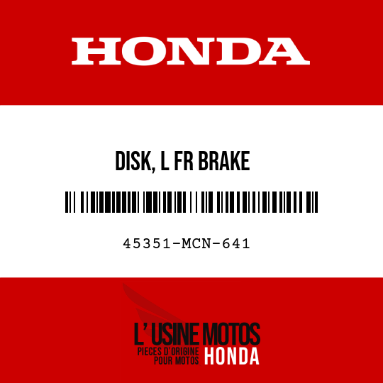 image de 45351-MCN-641 DISK, L FR BRAKE