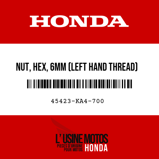 image de 45423-KA4-700 NUT, HEX, 6MM (LEFT HAND THREAD)