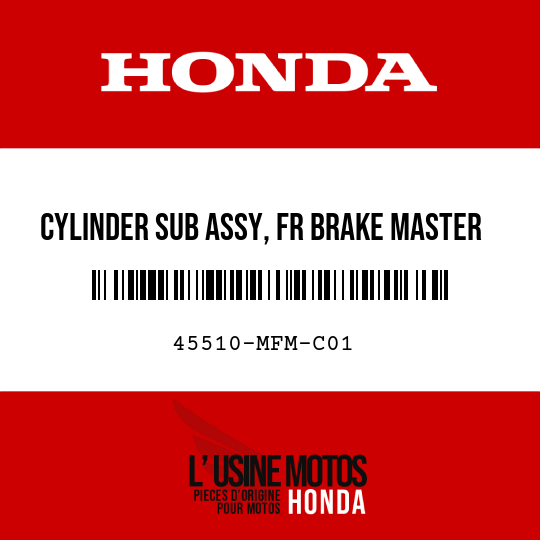 image de 45510-MFM-C01 CYLINDER SUB ASSY, FR BRAKE MASTER (NISSIN)