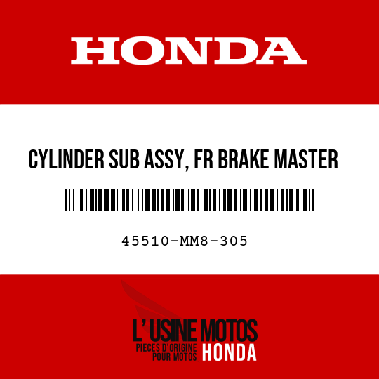 image de 45510-MM8-305 CYLINDER SUB ASSY, FR BRAKE MASTER (NISSIN)