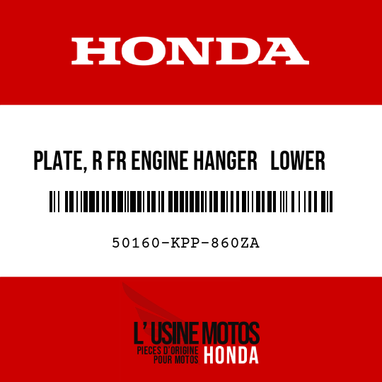 image de 50160-KPP-860ZA PLATE, R FR ENGINE HANGER   LOWER NH303M  (NH303M MAT AXIS GRAY METALLIC)