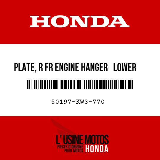 image de 50197-KW3-770 PLATE, R FR ENGINE HANGER   LOWER