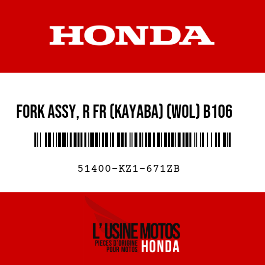 image de 51400-KZ1-671ZB FORK ASSY, R FR (KAYABA) (WOL) B106  (B106 CAPRI BLUE)