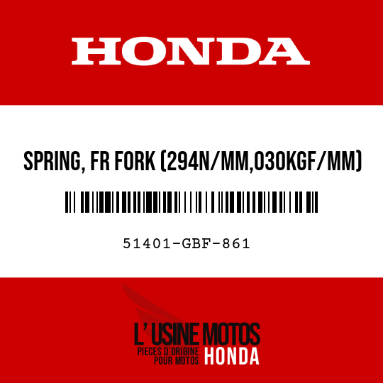 image de 51401-GBF-861 SPRING, FR FORK (294N/MM,030KGF/MM)