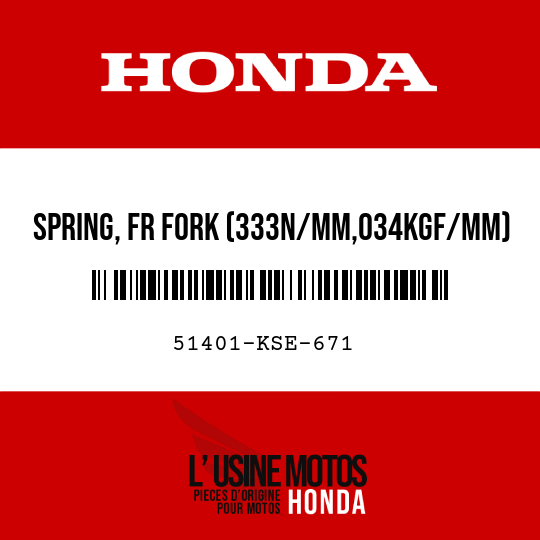 image de 51401-KSE-671 SPRING, FR FORK (333N/MM,034KGF/MM)