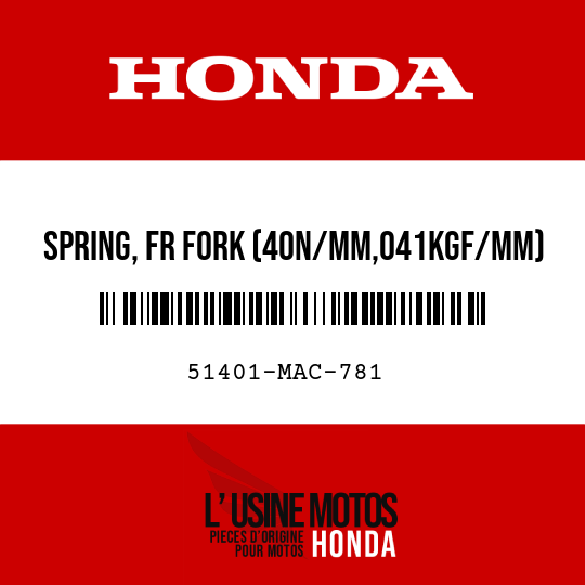 image de 51401-MAC-781 SPRING, FR FORK (40N/MM,041KGF/MM)