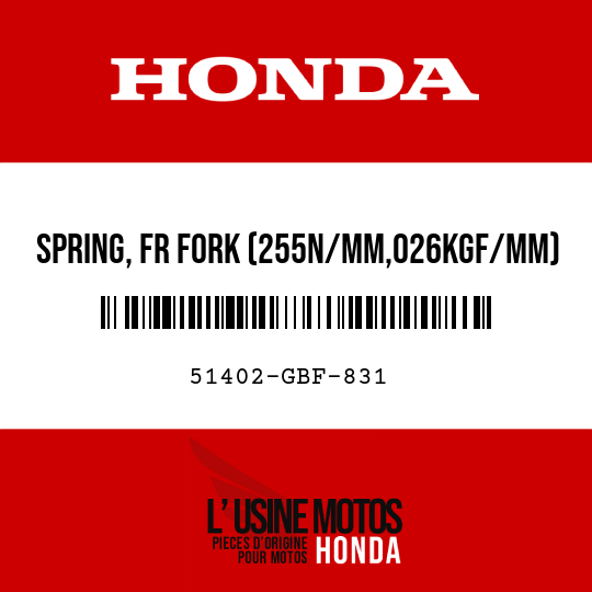 image de 51402-GBF-831 SPRING, FR FORK (255N/MM,026KGF/MM)